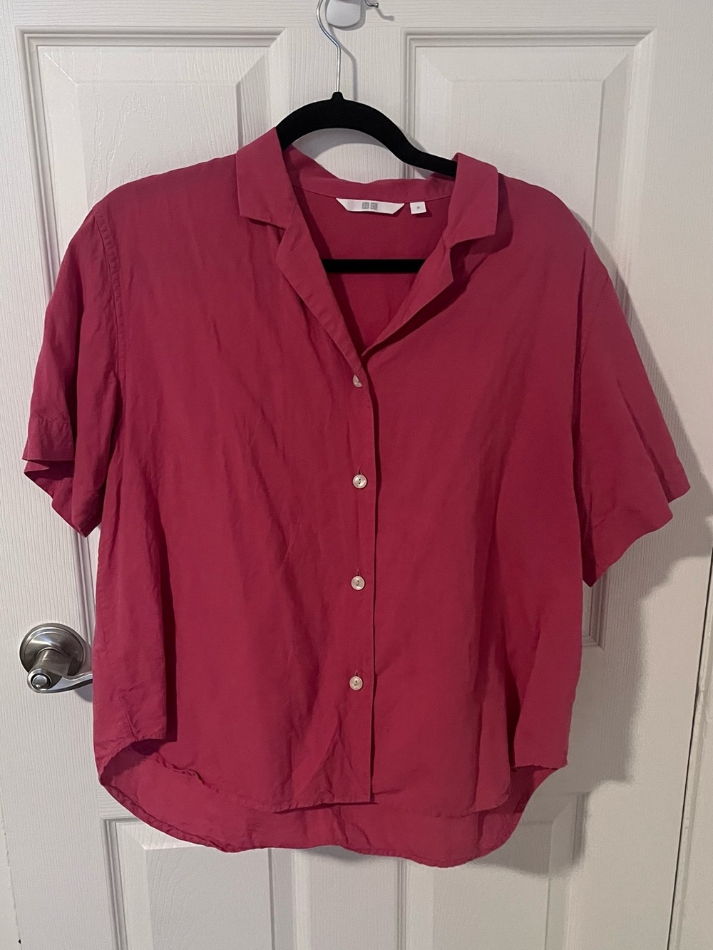 Linen Blend Camp Collar Blouse